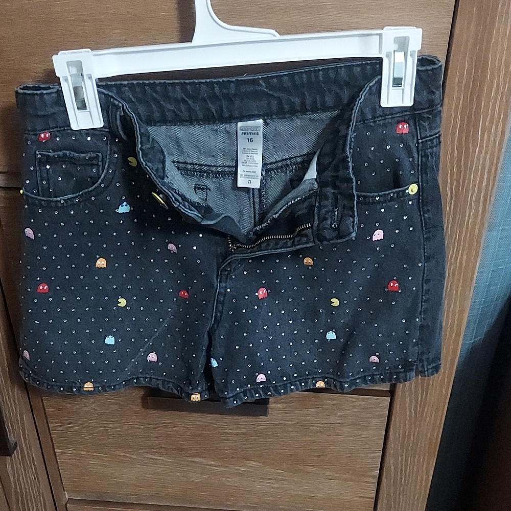 Justice Black Shorts with Colorful Dots